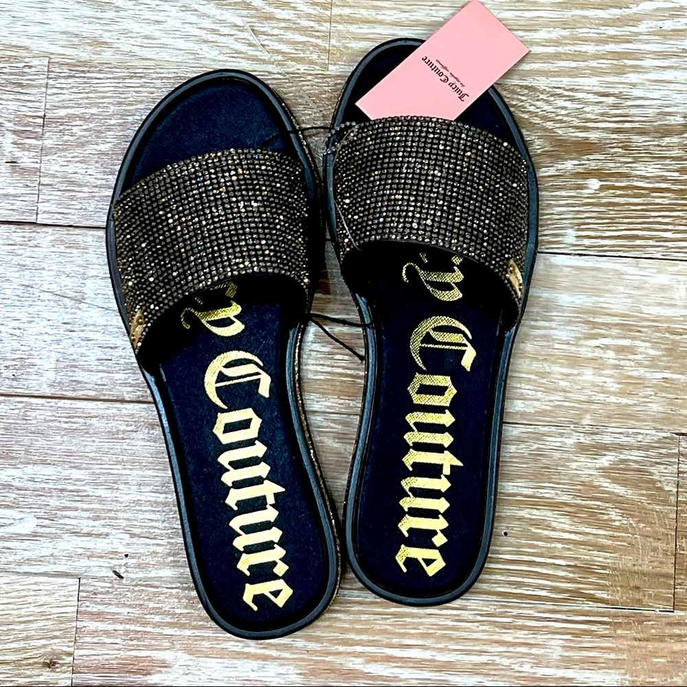 Juicy Couture Yummy Slides Sandals Bling Stones